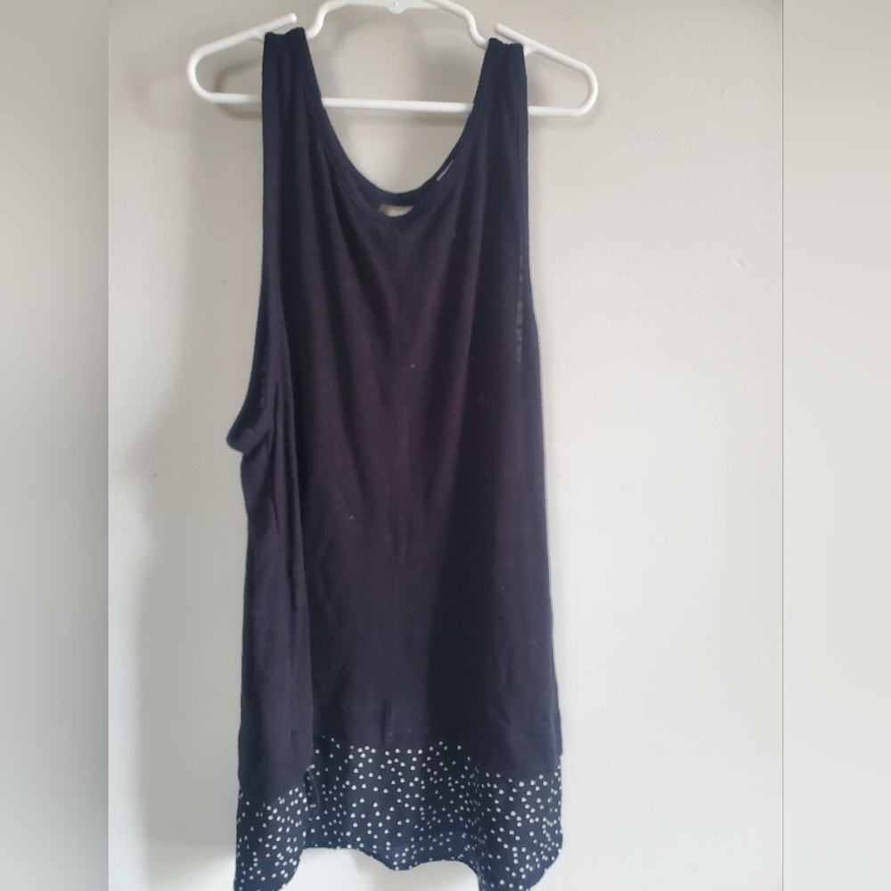 J. Crew Black Tank Top with White Polka Dots